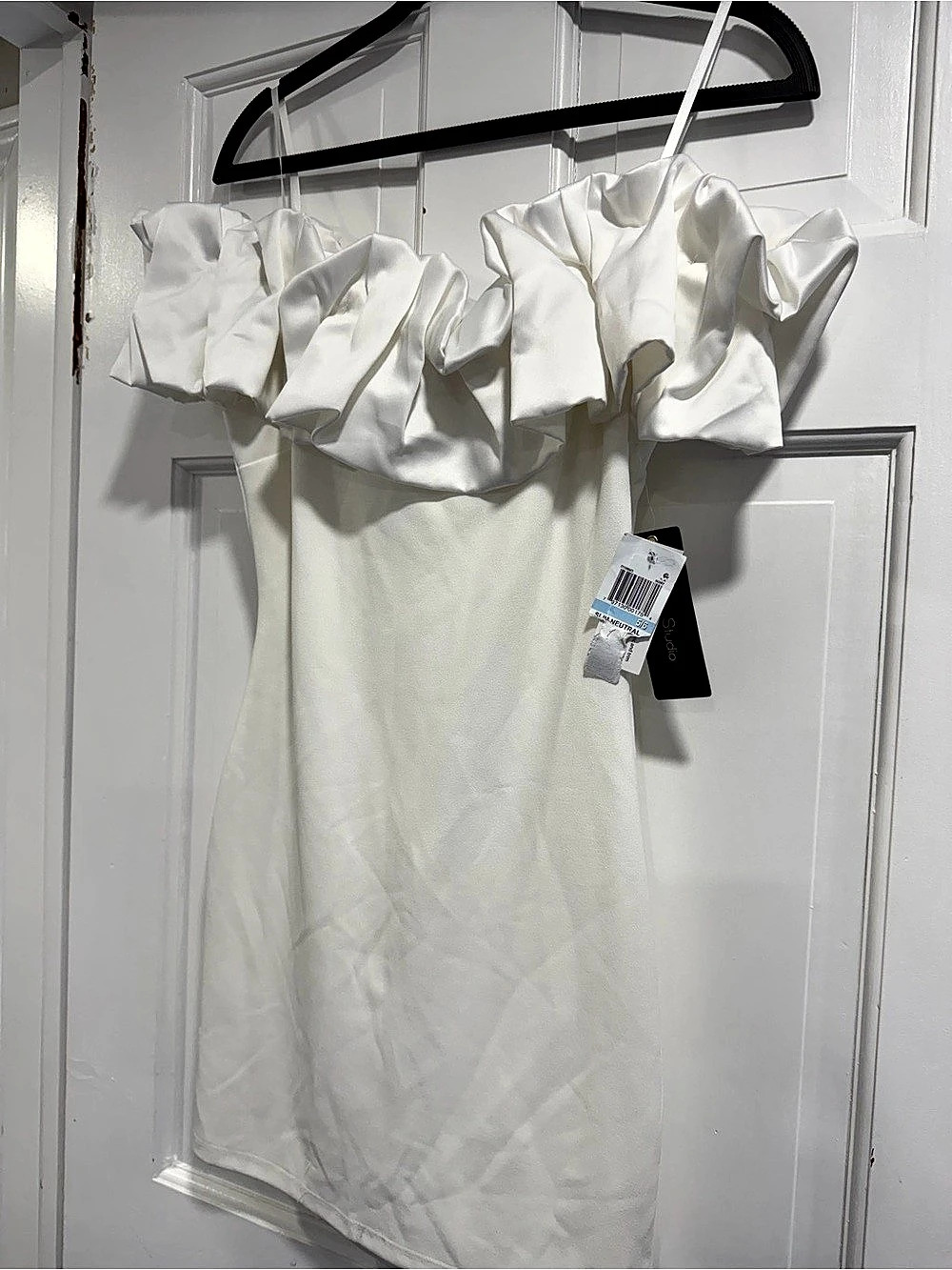 City Studio Off-Shoulder Ruffle Mini Dress White Small NWT